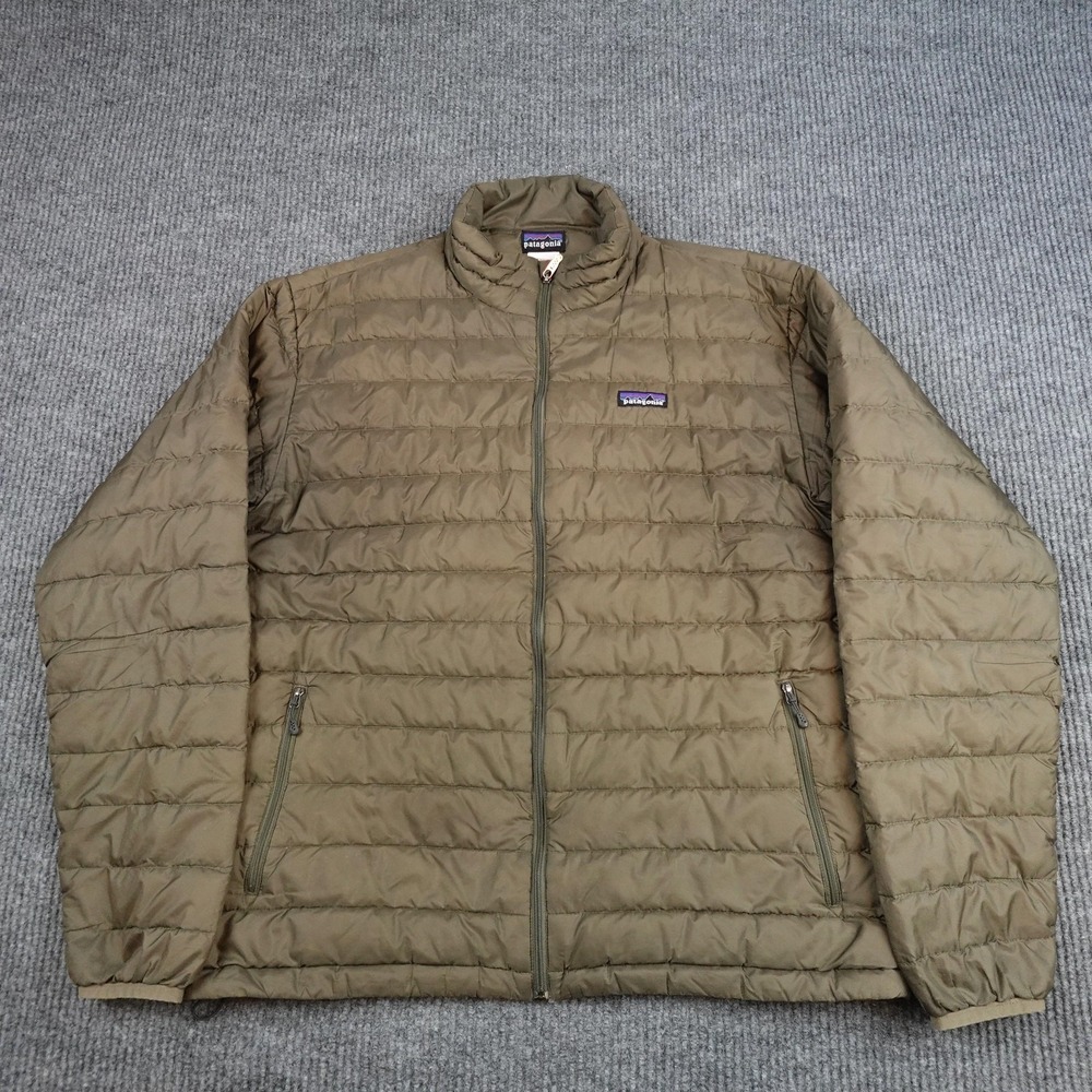 Patagonia Down Sweater Jacket Mens Large Brown Puffer Full Zip Insulated Hiking